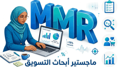 اختصار ماجستير أبحاث التسويق MMR: ما معناه والفرق بينه وبين MBA؟ انفوجرافيك ثلاثي المراحل يوضح تحويل البيانات الخام Raw Data واستبيانات Survey Form إلى تحليل إحصائي Statistical Analysis ثم إلى قرار ونمو Decision & Growth